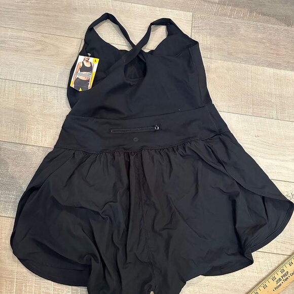 Womens Black Athletic Romper With Strappy Back Size L (12-14) By Avia Stretch Ny - Picture 6 of 7